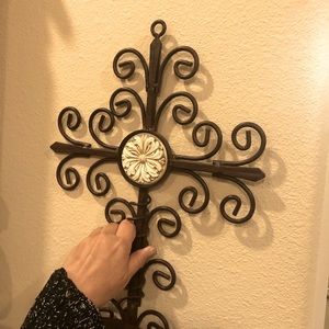 Wall Art “Scroll Cross” candle holder